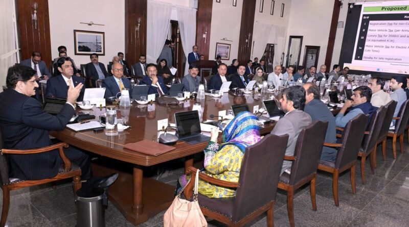 Sindh Chief Minister Murad Ali Shah chairs a cabinet meeting approving extended tax and registration incentives for electric vehicles